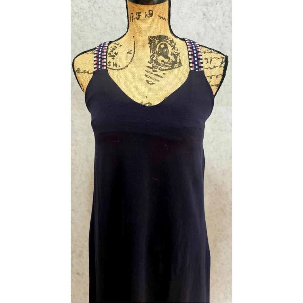 Saint + Sophia Sunset Dress, Navy Blue, Chevron, Flowy, Long, 48in Length Sz 2 - Picture 4 of 13